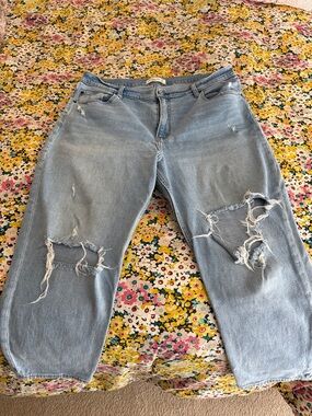 Abercrombie & Fitch Light Blue Distressed Boyfriend Jeans